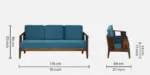 Nede Sheesham Wood 3 Seater Sofa In Blue Colour - Image 3