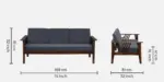 Halk Sheesham Wood 3 Seater Sofa In Grey Colour - Image 3
