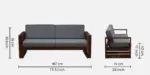 Verona Contemporary 3 Seater Sofa in Natural Wood Finish - Image 3