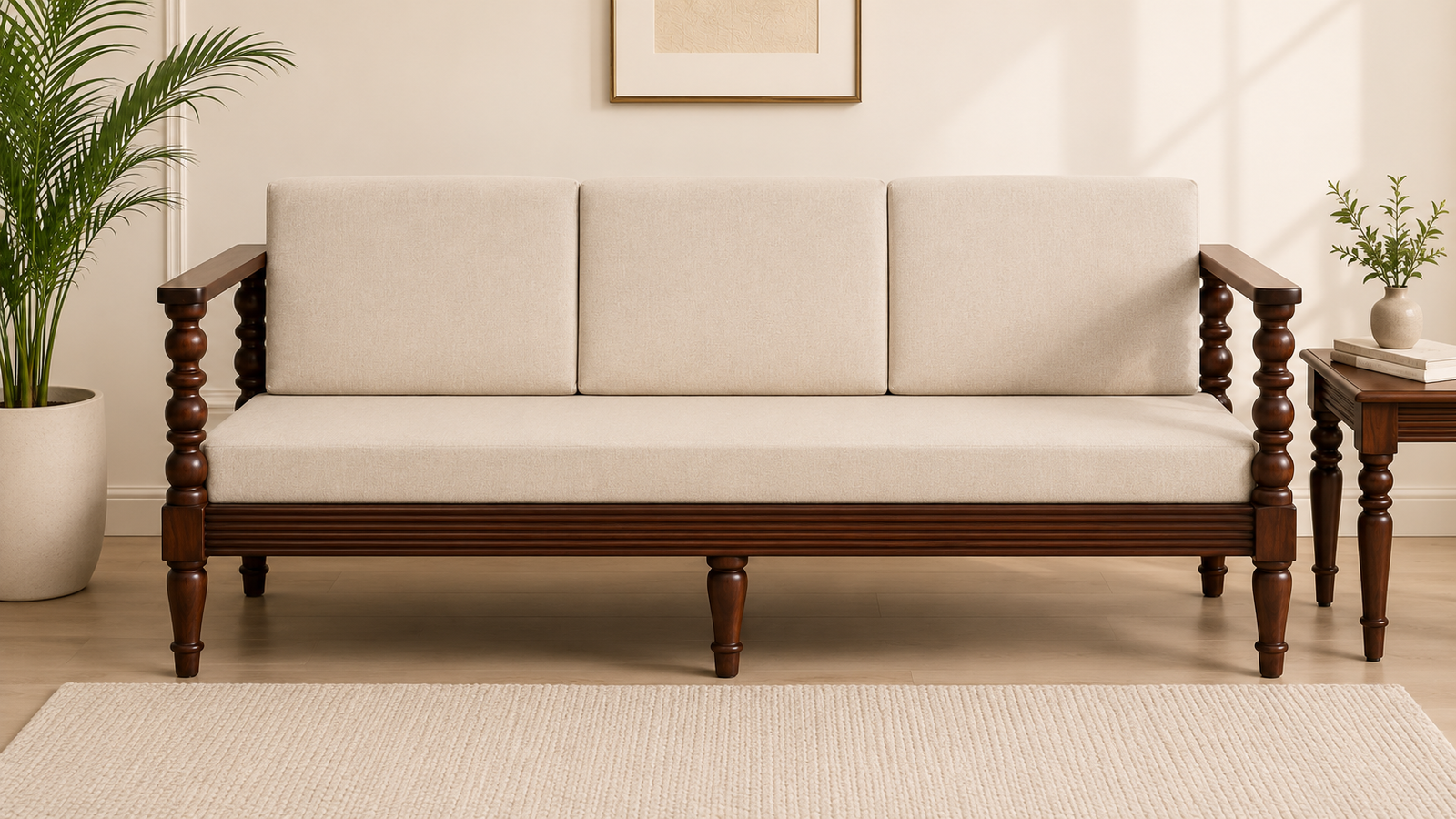 Clone-Sheesham-Wood-3-Seater-Sofa-In-Beige-Colour-classicwood-1-1.png Clone Sheesham Wood 3 Seater Sofa In Beige Colour - Image 1