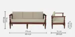 Clone Sheesham Wood 3 Seater Sofa In Beige Colour - Image 3