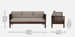Aura Modern Wooden 3 Seater Sofa with Cushioned Seating - Image 4