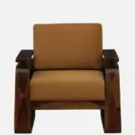 Monk Solid Sheesham Wood Luxury Single Seater Sofa in Walnut Finish - Image 4