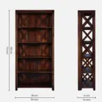 Driftola Mango Wood Book Rack with Rustic Distressed Finish and Iron Brackets - Image 3