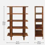 Grainvell Solid Acacia Wood Bookcase with Adjustable Shelves in Honey Oak - Image 3