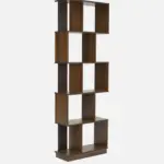 Aranyak Solid Wood Bookshelf with Bamboo Shelf Edges in Deep Forest Brown - Image 2
