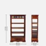 Smriti Solid Sheesham Wood Bookcase with Adjustable Shelves in Warm Brown Finish - Image 7