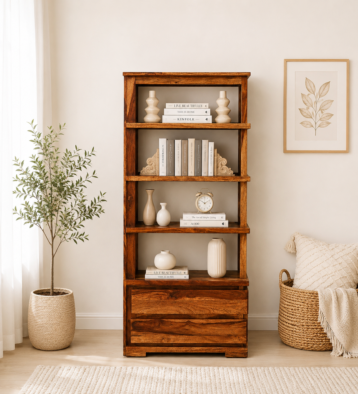 Ekant-Solid-Sheesham-Wood-Bookshelf-in-Dark-Walnut-Finish-classic-wood-1.png Ekant Solid Sheesham Wood Bookshelf in Dark Walnut Finish - Image 1