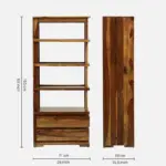 Ekant Solid Sheesham Wood Bookshelf in Dark Walnut Finish - Image 3