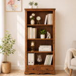 Praangan Solid Sheesham Wood Bookshelf in Walnut Brown Finish