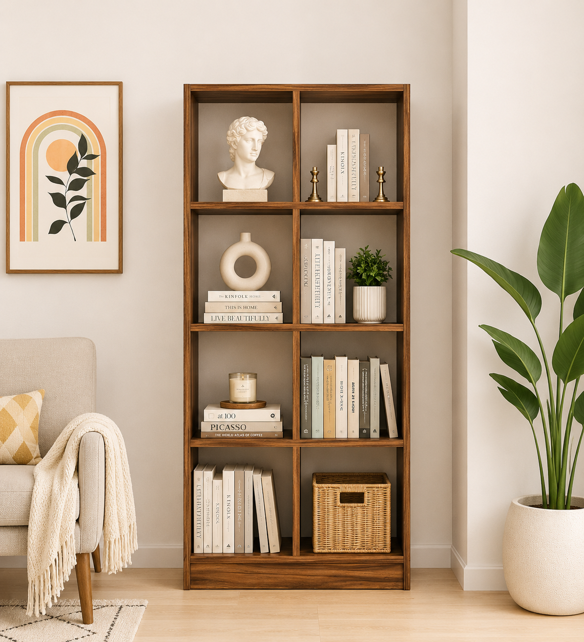 Stambh-Solid-Sheesham-Wood-Book-Rack-in-Teak-Brown-Finish-classic-wood-1.png Stambh Solid Sheesham Wood Book Rack in Teak Brown Finish - Image 1