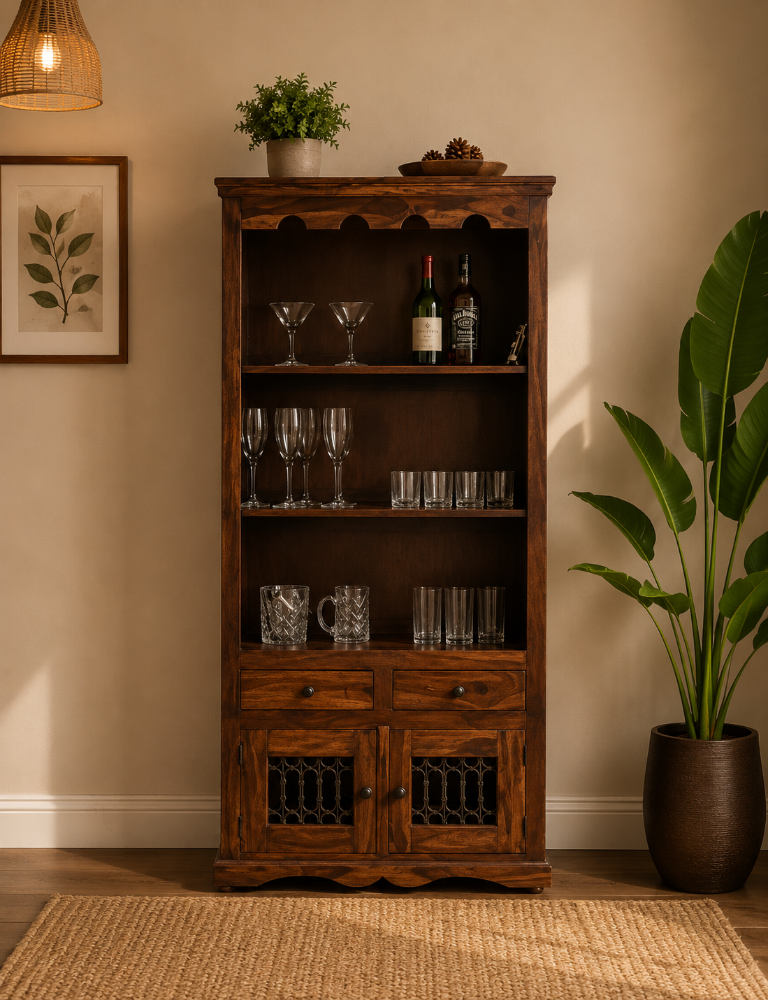 Wooden-Crockery-Cabinet-for-Dining-Room-classicwood-1.png Wooden Crockery Cabinet for Dining Room - Image 1