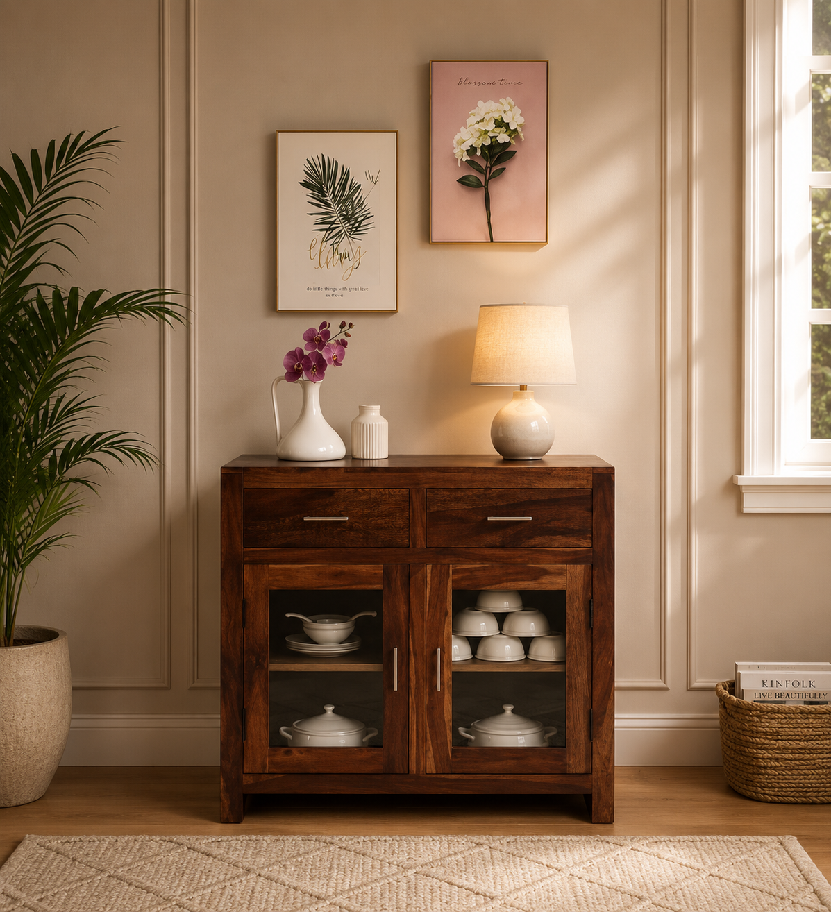 Handcrafted-Wooden-Crockery-Cabinet-classicwood-1.png Handcrafted Wooden Crockery Cabinet - Image 1