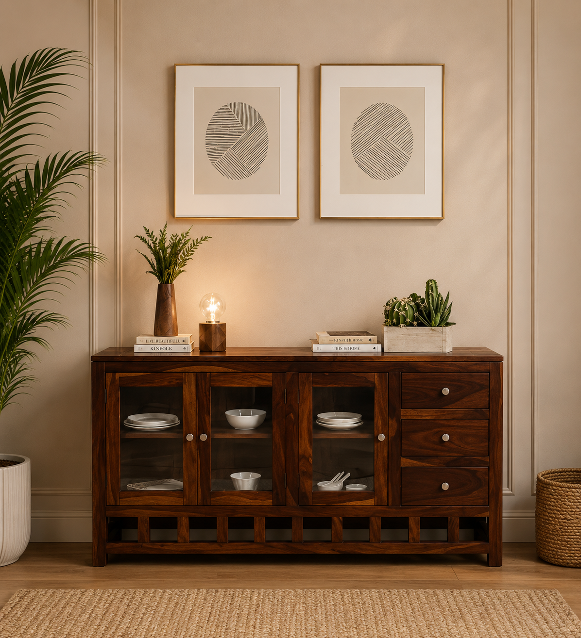 Traditional-Sheesham-Wood-Crockery-Unit-classicwood-1.png Traditional Sheesham Wood Crockery Unit - Image 1
