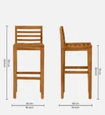 Frden Sheesham Wood Bar Chairs in Light Teak Finish (Set of 2) - Image 7