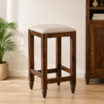 Alder Sheesham Wood Bar Stool in Walnut Finish