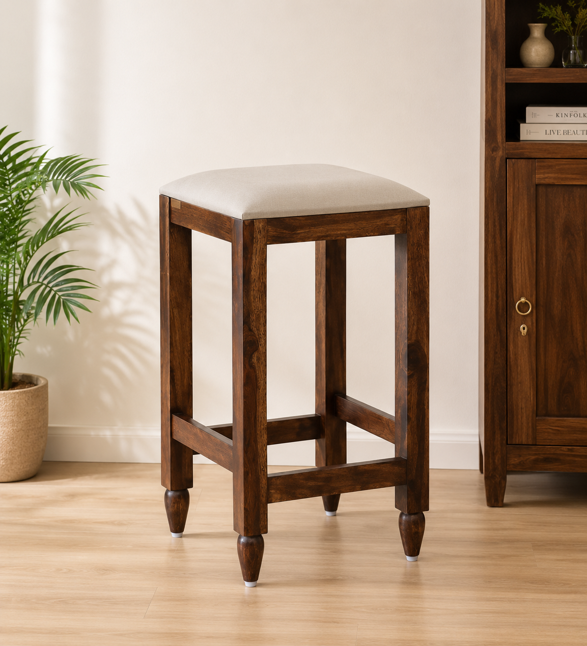 Alder-Sheesham-Wood-Bar-Stool-in-Walnut-Finish-classic-wood-1-2.png Alder Sheesham Wood Bar Stool in Walnut Finish - Image 1