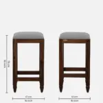 Alder Sheesham Wood Bar Stool in Walnut Finish - Image 4