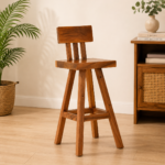 Elara Solid Wood Bar Stool in Walnut Finish
