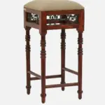 Alder Sheesham Wood Counter Height Bar Stool in Teak Finish - Image 3
