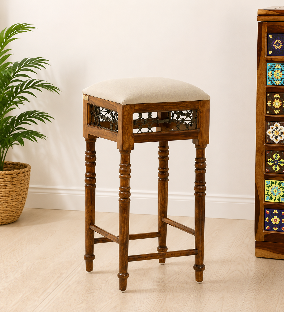 Briston-Wooden-Bar-Stool-with-Backrest-in-Honey-Finish-classic-wood-1.png Briston Wooden Bar Stool with Backrest in Honey Finish - Image 1