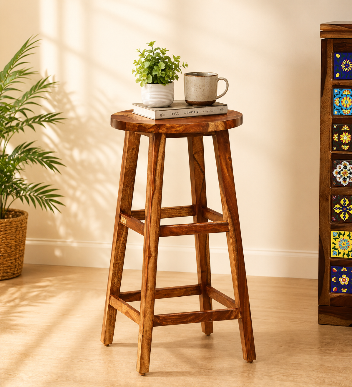 Oriel-Solid-Sheesham-Wood-Bar-Stool-in-Natural-Finish-classic-wood-1.png Oriel Solid Sheesham Wood Bar Stool in Natural Finish - Image 1