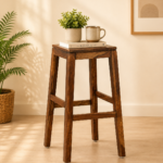Tavian Premium Wooden Bar Stool with Ergonomic Back Support